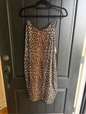 Elizabeth and James Leopard-Print Slip Dress in Brown and Black